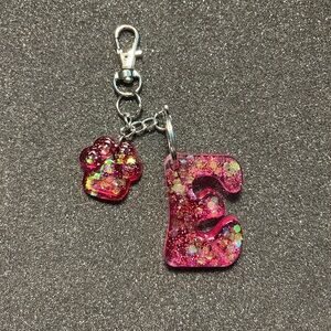 Pink “E” letter keychain $12